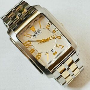 Kenneth Cole NY Tank Men's Day/Date Watch Two Tone Silver Gold Stainless KC3647